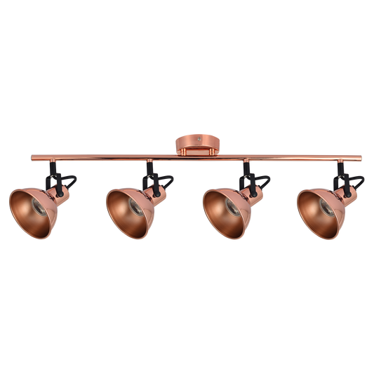 Regleta Arabia 4xGU10 Cobre/Negro de Fabrilamp, focos orientables, diseño moderno.