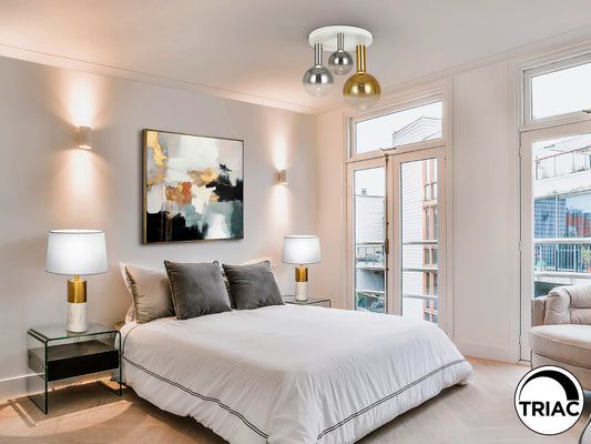 Plafón de Techo Matices 55 cm LED Blanco Mate y Oro Schuller en ambiente decorado | Schuller