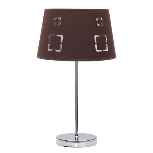 Lámpara Celaya fabricada en metal y textil color marrón, ideal para iluminación suave en interiores