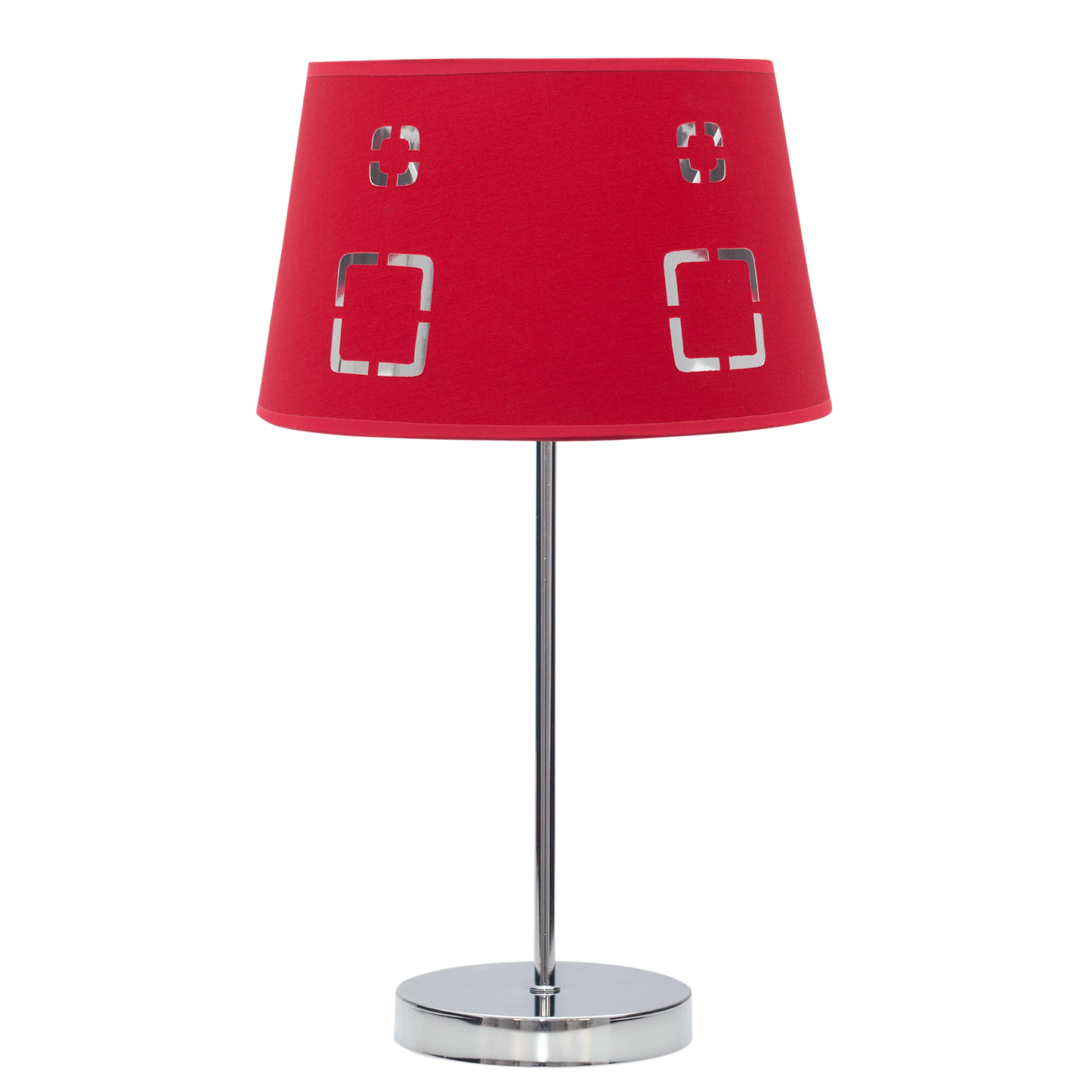 Sobremesa Celaya Fabrilamp / Abrila fabricada en metal y textil rojo, perfecta para crear ambientes cálidos.