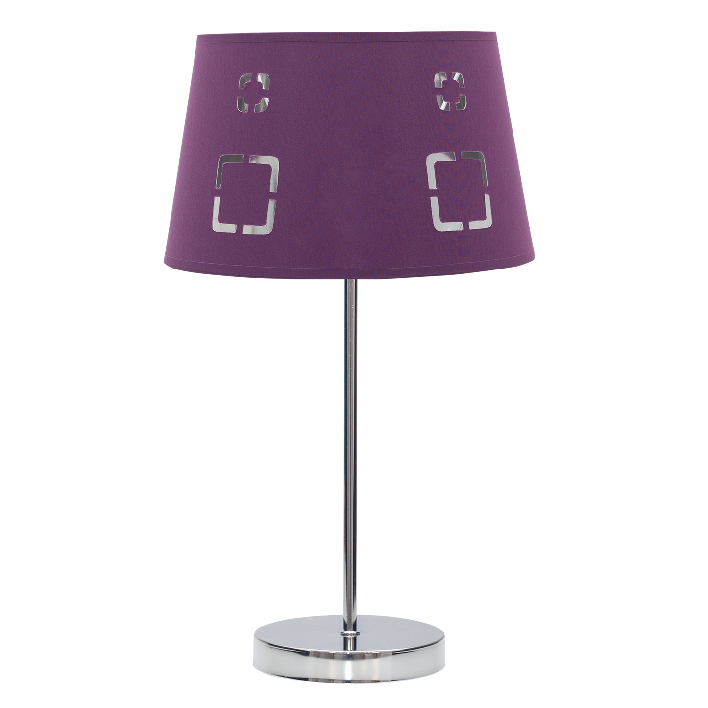 Lámpara Celaya fabricada en metal y textil color berenjena, ideal para dormitorio