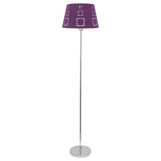 Lámpara de pie Celaya fabricada en metal y textil color berenjena
