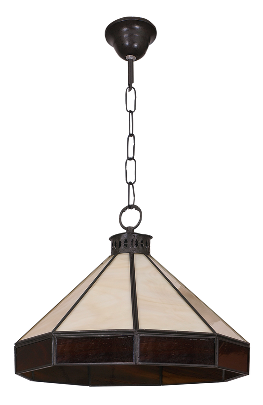 Lámpara colgante Adarve fabricada en resina y metal, color negro, beis y marrón