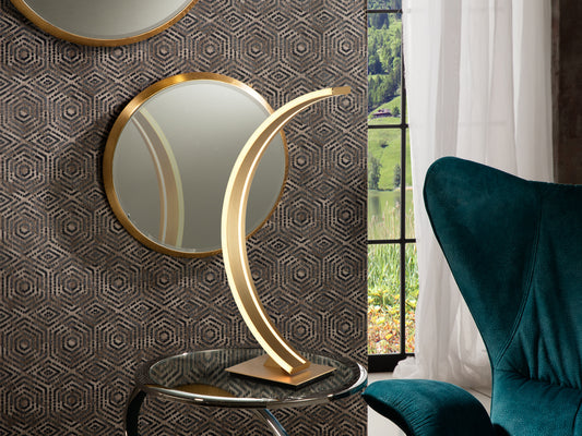 Lámpara de Sobremesa LED Arcus 14W Oro Cepillado Schuller en ambiente decorado | Schuller