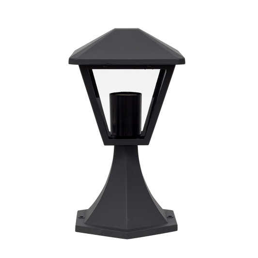 Sobremuro Dornela fabricado en metal color gris oscuro, ideal para iluminar tu jardín