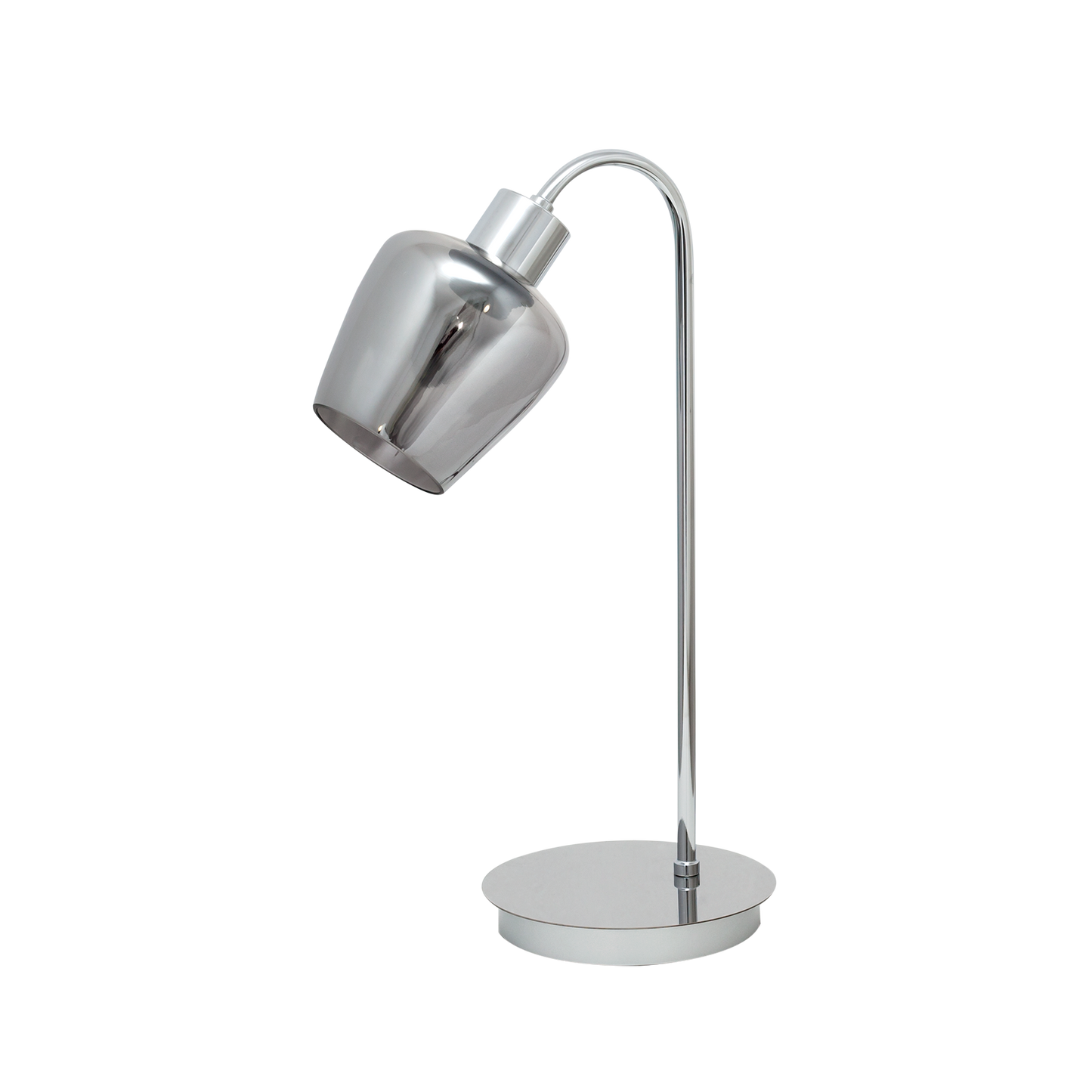 Sobremesa Soline fabricada en metal color cromo, ideal para luz difusa en interiores