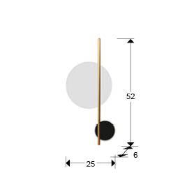 Plano con medidas de Aplique de Pared LED Duo 10W Blanco y Negro Mate Schuller