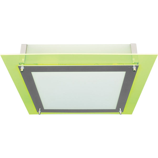 Plafón MICAELA Cuadrado Grande 40 cm Verde Interlusa - Vista frontal principal en fondo blanco | LuzGurú