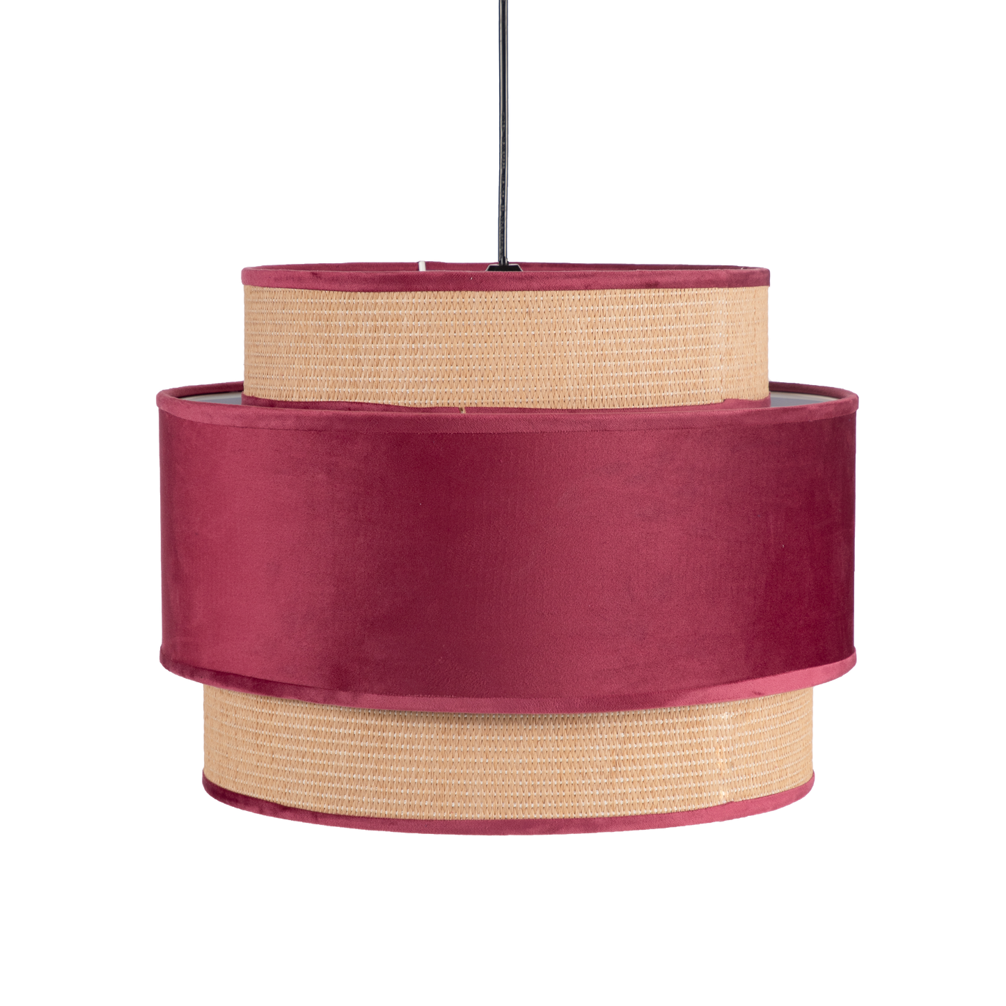 Lámpara colgante Adriano fabricada en textil color rojo vino