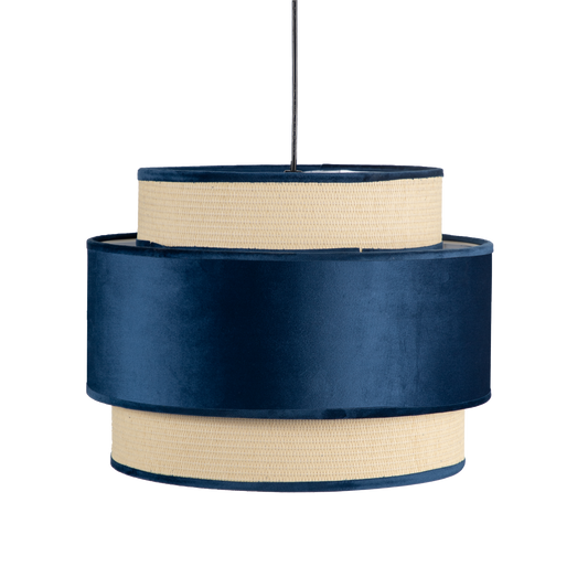 Colgante Adriano fabricado en textil color azul, lámpara colgante con estilo moderno y elegante
