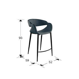 Medidas de Taburete Alto de diseño Giro II de Schuller (Giro II) tapizado en Azul Oscuro con patas negras - Ref 629379.