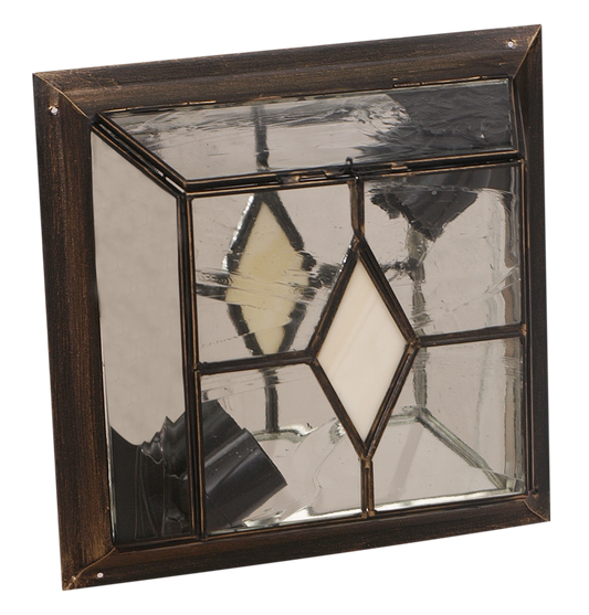 Plafón Califa fabricado en metal color oro viejo y cristal beis