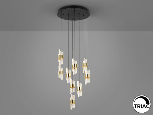 Lámpara Colgante Iliada 9 Luces LED 63W Negro y Oro D50 Schuller en ambiente decorado | Schuller