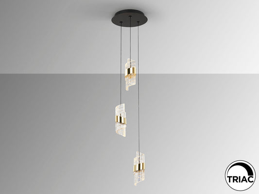 Lámpara Colgante LED Iliada 3 Luces Negro y Oro 21W Schuller en ambiente decorado | Schuller