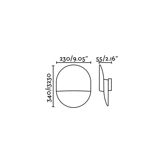 Plano con medidas de Aplique de Pared ERES Blanco Mate 15 W Acero FARO