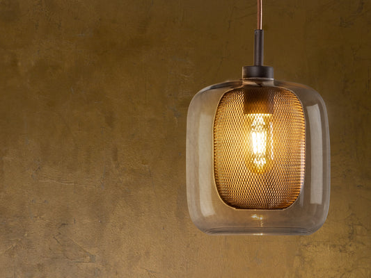 Lámpara Colgante Fox 1 Luz Chocolate Metal y Cristal Schuller en ambiente decorado | Schuller