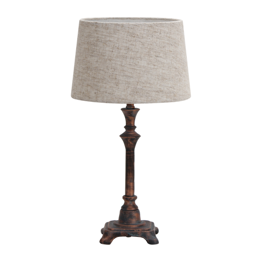 Sobremesa Molly Marrón Rústico E27 de Fabrilamp, vista frontal. Diseño elegante para tu hogar.