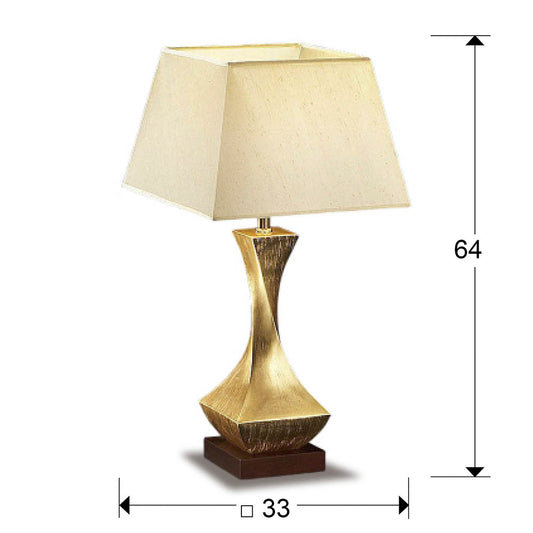 Plano con medidas de Lámpara de Sobremesa Deco 64 cm Pan de Oro y Nogal Schuller