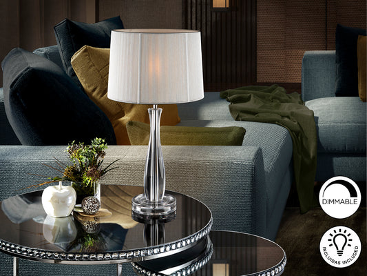 Lámpara de Sobremesa Lin 51 cm Metacrilato Transparente y Plata Schuller en ambiente decorado | Schuller