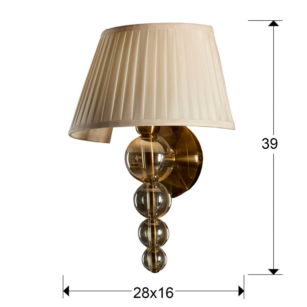 Plano con medidas de Aplique de Pared Mercury 1 Luz Cristal Champán y Latón Schuller
