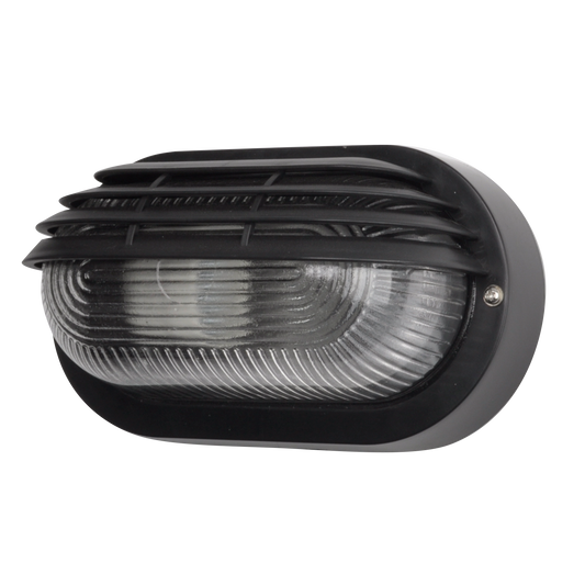 Aplique exterior oval Canopus pequeño, negro, Fabrilamp, IP44, 10x20,5x11,5 cm