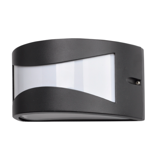 Aplique exterior Hadar negro de aluminio, diseño moderno y resistente al agua IP44 de Fabrilamp. Perfecto para iluminar tu porche o jardín.