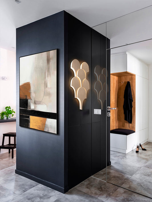 Ambiente de Aplique de Pared de diseño Serea de Schuller (Serea) en color Dorado Anodizado con luz indirecta - Ref 689542.