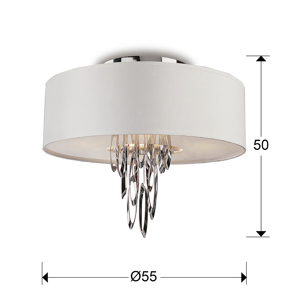 Plano con medidas de Plafón de Techo Domo 4 Luces 55 cm Cromo Schuller