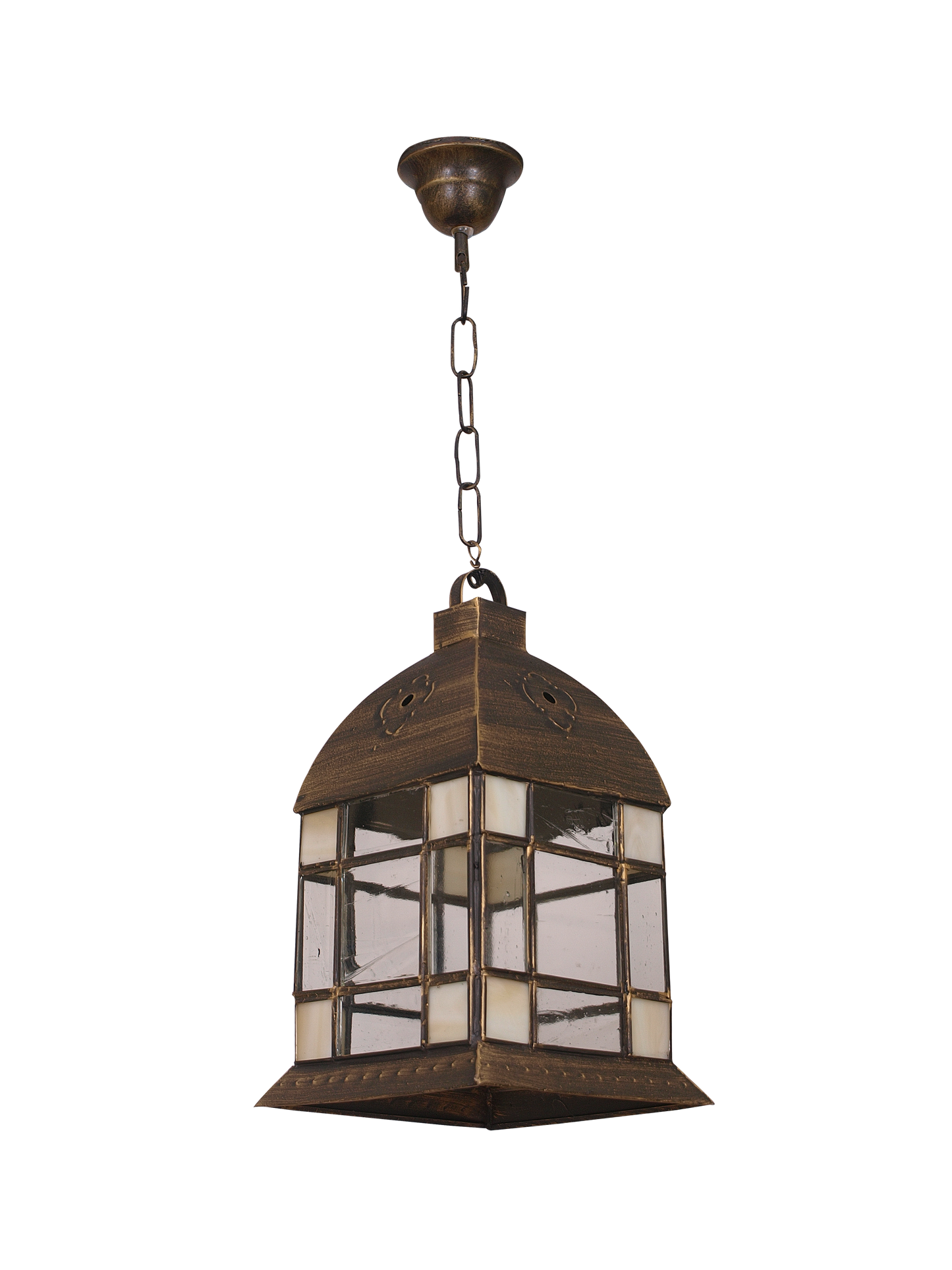 Farol Mudejar fabricado en Metal y Cristal color Beige