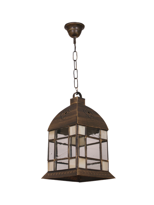 Farol Mudejar fabricado en Metal y Cristal color Beige