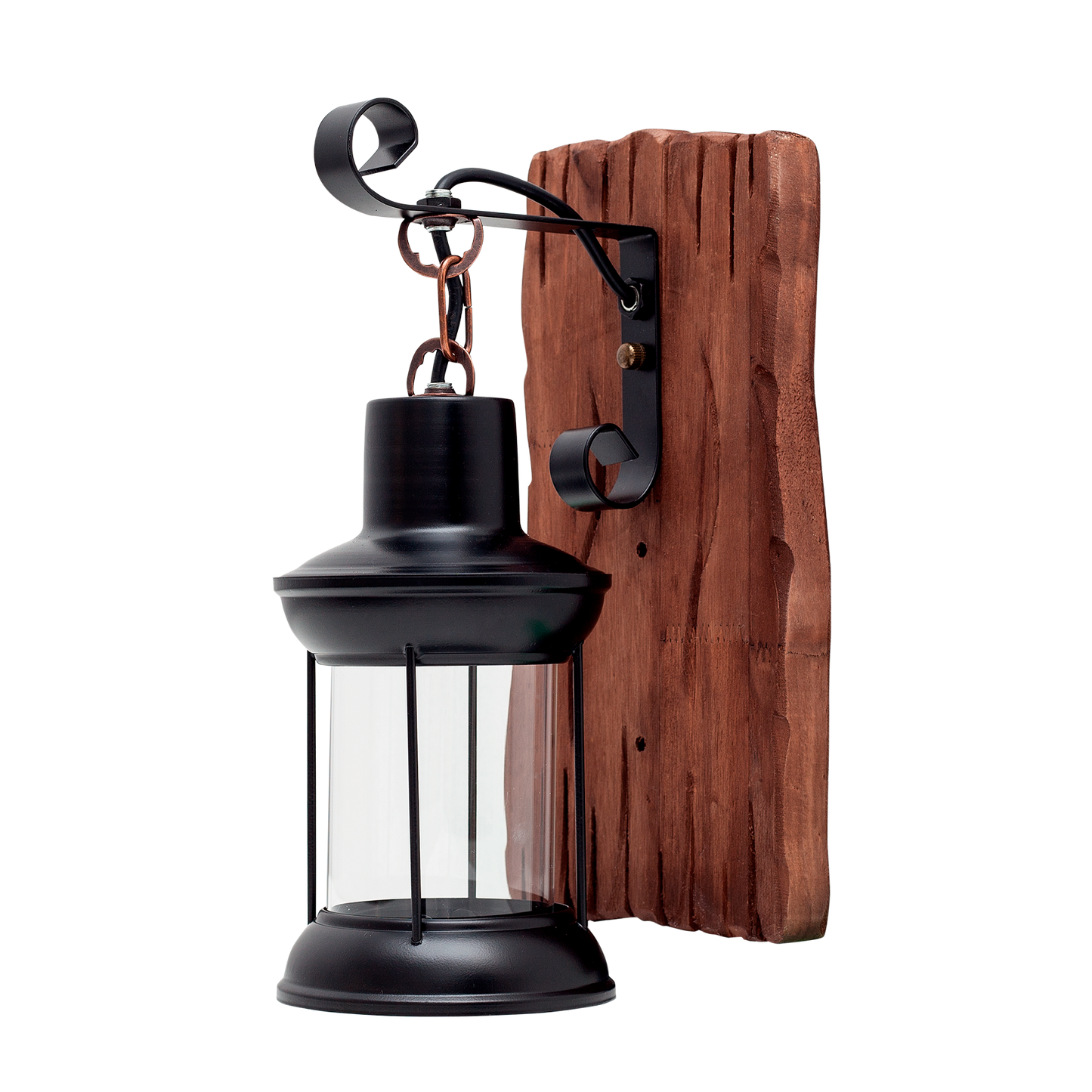 Aplique Finca fabricado en metal y madera color negro/marrón estilo rústico