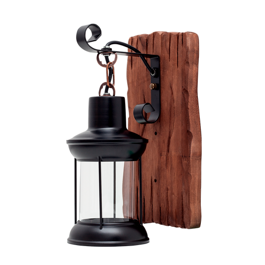 Aplique Finca fabricado en metal y madera color negro/marrón estilo rústico