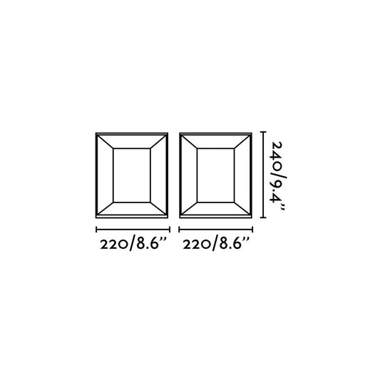 Plano con medidas de Sobremuro LED MILA 24 cm 13W 962 lm 4000K Gris Oscuro FARO
