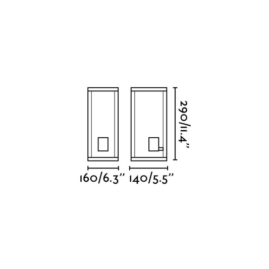 Plano con medidas de Aplique de Pared para Exterior NALA 29 cm E27 15W Gris Oscuro FARO