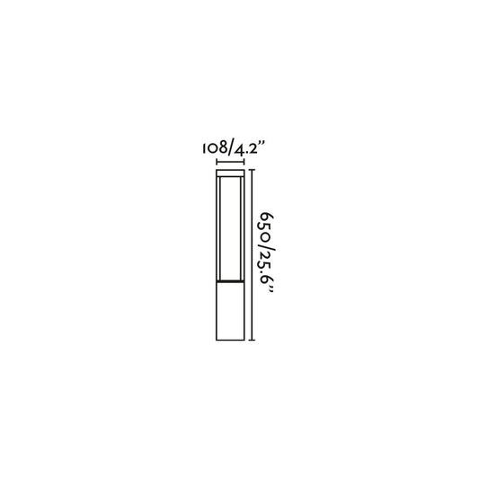 Plano con medidas de Baliza Exterior AGRA 650 9W Marrón Aluminio FARO