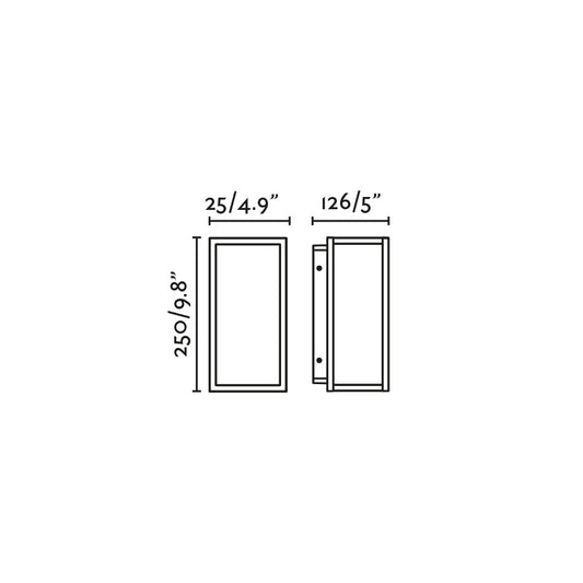Plano con medidas de Aplique de Exterior Moderno KELA 25 cm 7W 2700K Negro FARO