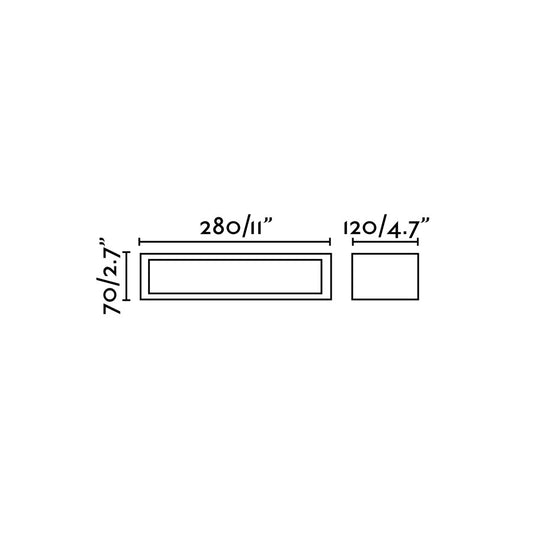 Plano con medidas de Aplique de Exterior Natron 280 mm Gris Oscuro Aluminio FARO