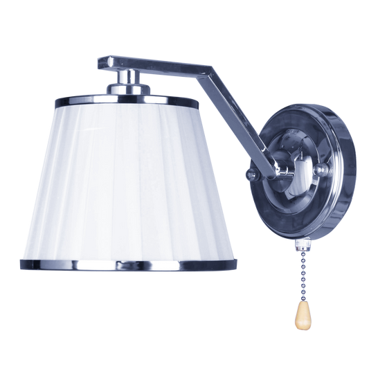 Aplique Trebol fabricado en metal color cromo y textil blanco, ideal para iluminación de interiores