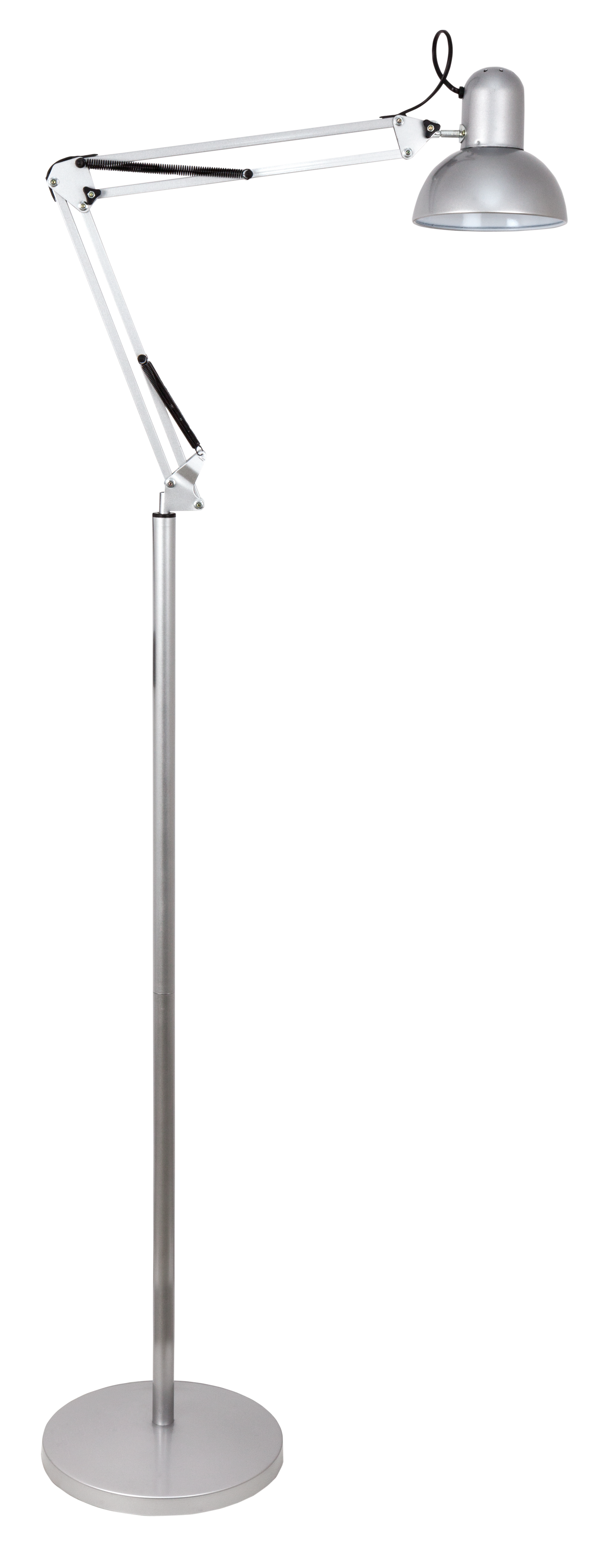 Lámpara de pie Rutilo fabricada en metal color plata, ideal para salones
