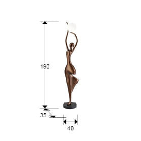 Medidas de Lámpara Escultórica de Pie El Árbol de Schuller (El Árbol) con figura en Bronce Oscuro sosteniendo una esfera de luz - Ref 715591.