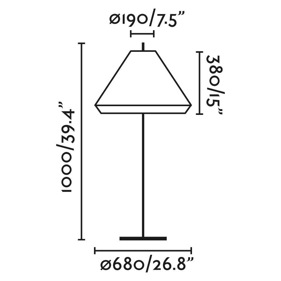 Plano con medidas de Lámpara de Pie Exterior Saigon Out 120 cm Mimbre Marrón Faro · Ref. 71575-07