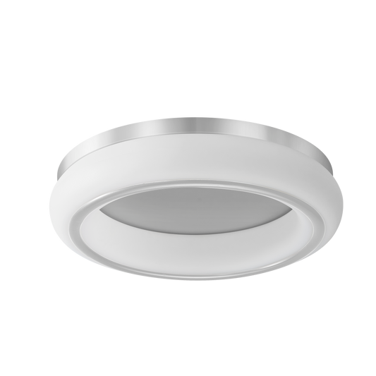 Plafón Paris 48W LED Blanco/Plata, diseño moderno y elegante, con mando a distancia y regulación de intensidad. luzguru.com