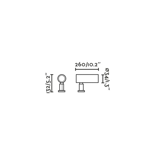 Plano con medidas de Proyector Estaca SAU XS 85 26 cm LED 2,5W 3000K 144lm Negro FARO