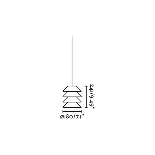 Plano con medidas de Luminaria de Suspensión Exterior TOBA Marrón IP65 FARO
