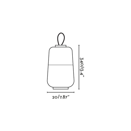 Plano con medidas de Luminaria Portátil Exterior MUNA 34 cm Blanco Faro