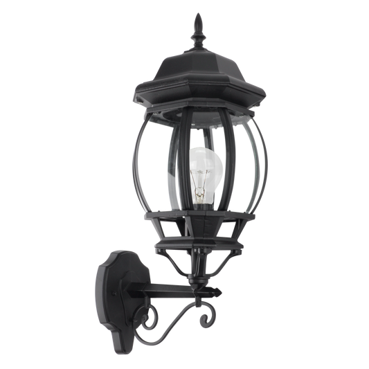 Aplique exterior de aluminio Caelum negro de Fabrilamp, ideal para iluminación exterior, resistente al agua IP44.