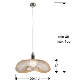 Plano con medidas de Lámpara Colgante Forma 1 Luz Cromo y Oro Schuller