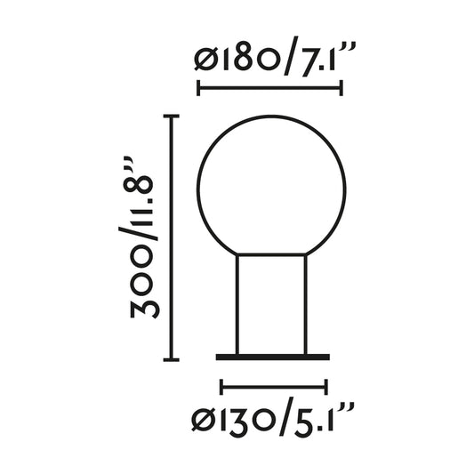 Plano con medidas de Aplique de Pared Exterior MOON 30 cm Gris Oscuro FARO
