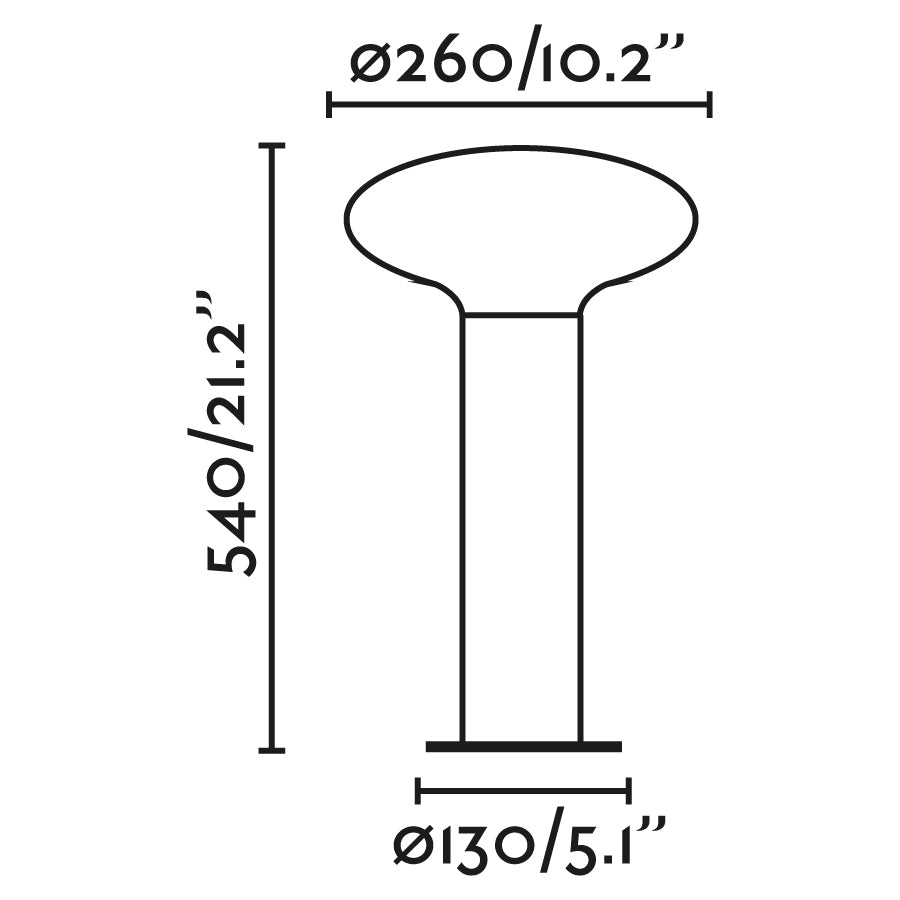 Plano con medidas de Sobremuro de Exterior BLUBS 540 54 cm E27 15W Gris Oscuro FARO