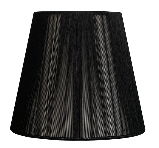 Pantalla Indira fabricada en hilo color negro, ideal para lámpara E27